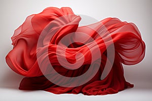 Abstract red wave representing the strength of wind against a pure white background