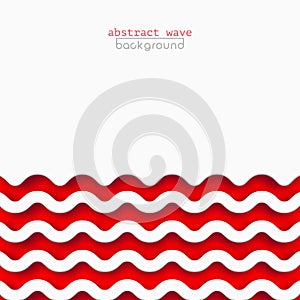 Abstract red waves background for design. Vector marine wallpaper concept, wave pattern texture. Square banner with copy space