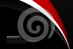 Abstract red white curve shape overlap layer design on black background. Modern simple template graphic elements with shadow