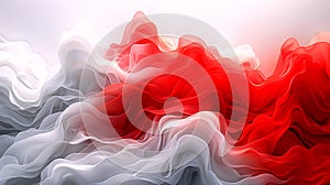 Abstract Red and White Flowing Fabric Waves