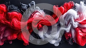 Abstract Red, White, and Gray Ink Swirls