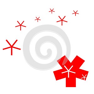 Abstract red and white objects.