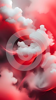 Abstract red and white smoke curve wallpaper background ai generated