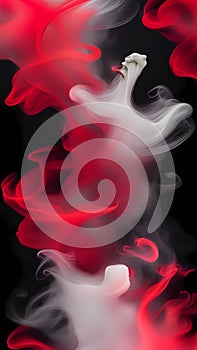 Abstract red and white smoke curve wallpaper background ai generated