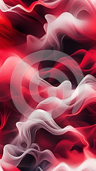 Abstract red and white smoke curve wallpaper background ai generated