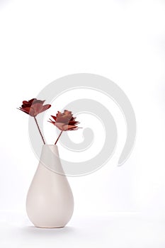 Abstract Red Wood Flowers on white Background