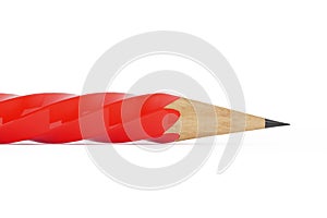 Abstract Red Wooden Pencil in Twist Shape. 3d Rendering