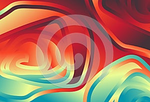 Abstract Red Yellow And Blue Gradient Curved Ripple Lines Background Beautiful elegant Illustration