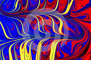 Abstract red, yellow and blue paint swirls