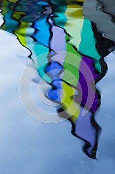 Abstract Reflection of Stained Glass on Water