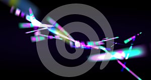 Abstract refraction glow effect on black background