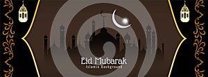 Abstract religious Eid Mubarak banner design