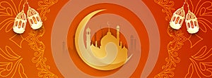 Abstract religious Eid Mubarak stylish banner design