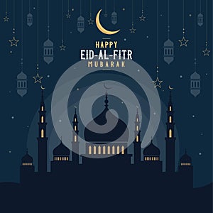 Abstract religious Happy Eid Al Fitr Mubarak Islamic vector illustration