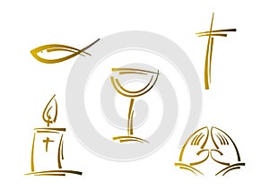 Abstract religious symbol set (gold)