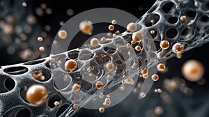 abstract molecular mesh and floating cells