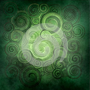 Abstract rendered , green waves and twirl