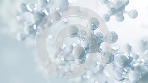 An abstract rendering of a complex molecular structure floating