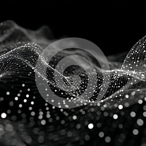 Abstract rendering of a connected network with white spheres