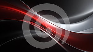 Abstract Red and Silver Flowing Metallic Design with Reflective Surfaces