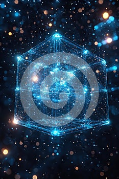 Abstract rendering of a glowing digital cube with connected energy patterns