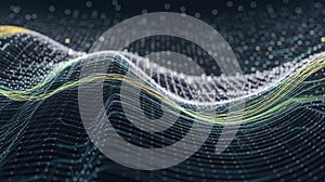 Abstract Rendering Shows Flowing Lines and Data Points in Dark Background
