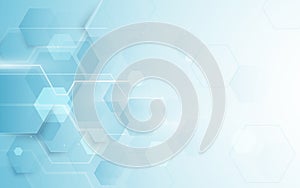 Abstract repeating hexagonal shape and futuristic technology concept background