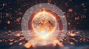An abstract representation of AI as a glowing light-filled orb photo