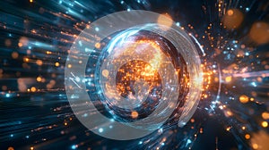 An abstract representation of AI as a glowing light-filled orb photo