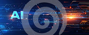Abstract representation of AI technology with futuristic digital network elements