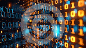 Futuristic Binary Code Background: Digital Data Stream Matrix Concept