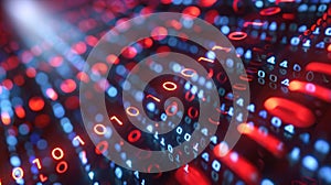 Binary Code Stream with Bokeh Light Effect, Data Flow Visualization, and Digital Technology