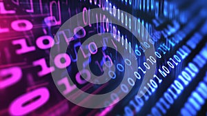 Abstract representation of binary code in vibrant colors, symbolizing digital technology