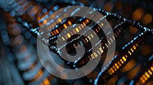 Data Stream DNA Helix Visualization With Binary Code for Technological Futuristic Background