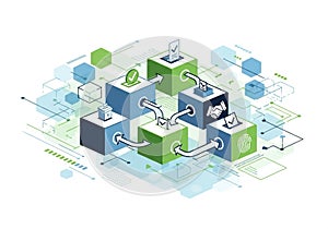 Abstract representation of blockchain technology using