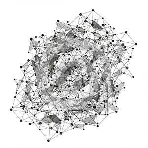Abstract representation of a complex network. Numerous