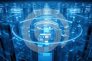 Futuristic Blue Data Center