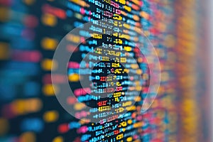 Colorful Abstract Software Code on Screen, Digital Technology Background