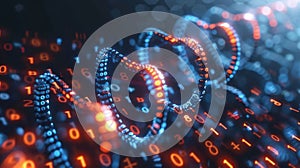 DNA Helix With Binary Code Data Stream Background Representing the Future of Digital Genetic