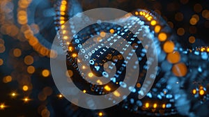 Abstract Binary Code DNA Structure Represents Genetic Engineering and Biotechnology Future