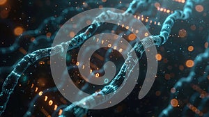 Abstract Digital Binary Stream with Glowing Lines and Particle, Technology Background