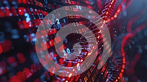 Binary Code Stream Futuristic Background: Data Flow and Digital Transformation