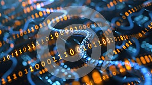 Abstract Binary Code Network with Interconnected Lines Representing Data Flow and Connectivity