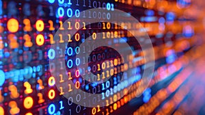 Binary Code Stream Abstract Background with Zeros and Ones Glowing on a Screen