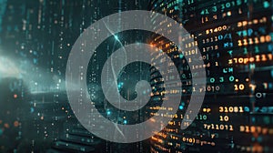 Futuristic Digital DNA Helix and Binary Code Stream Abstract Background