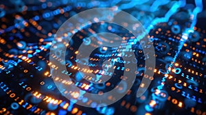 Digital Data Stream: Abstract Binary Code Visualization with Vibrant Colors