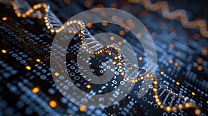 Abstract DNA Helix Structure with Binary Code Background for Science and Technology