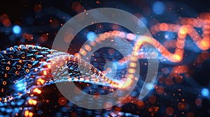 Abstract Digital Binary Code Helix DNA Structure Futuristic Technology Background