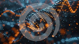Digital DNA Helix with Binary Code on Abstract Background - Future Technology