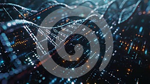 Futuristic DNA Structure Visualization with Binary Code and Abstract Background